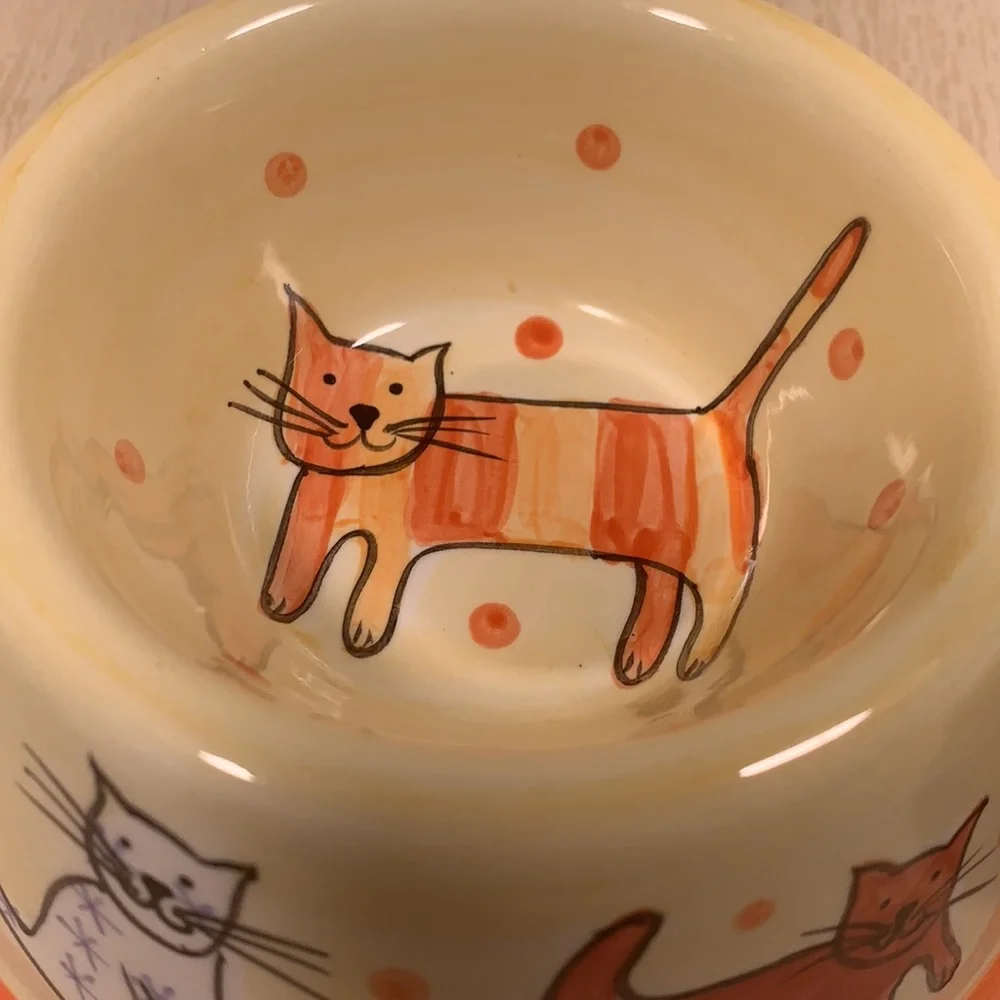 Pair of Ceramic Cat Food Water Bowls